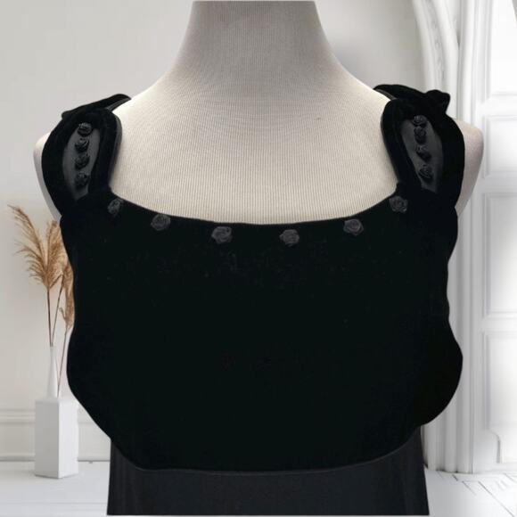 Vintage 90s Liz Claiborne Velvet Strap Formal Gown Gothic Regency Size 8 - Picture 4 of 11
